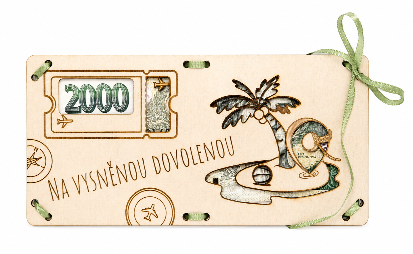 Dárková obálka na peníze na dovolenou s motivem palmy