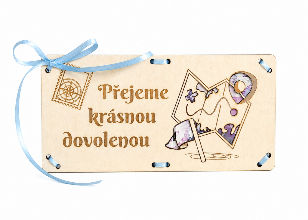 Dárková obálka na peníze na dovolenou s motivem mapy